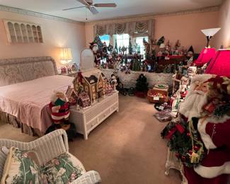 KING BED ROOM IS FULL OF CHRISTMAS