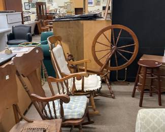 Rocking chairs spinning wheel