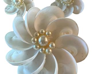 Vintage Shell Pin and Earrings