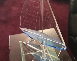 Wintrade Beverly Hills Acrylic Sailboat Sculptures