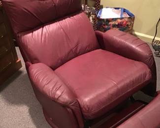 Cranberry Leather Recliner