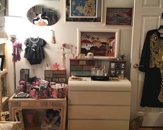 Laminate Chest , Wicker Table