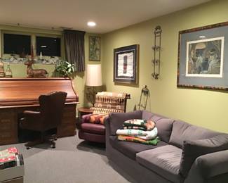 Sleeper Sofa, Oak Roll Top Desk, Leather Recliner