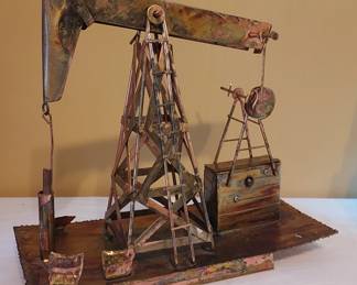 Copper oil well sculpture