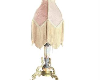 Lot 236   18 Bid(s)
Vintage Marble and Brass Lamp with Pink Hollywood Regency Pink Fringe Shade