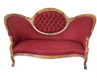 Lot 209   2 Bid(s)
Carved Victorian Style Red Velvet Sofa