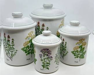 Lot 265   1 Bid(s)
Set of Four Certified International Herb Garden Ceramic Canisters