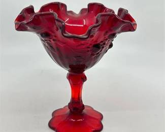 Lot 319   3 Bid(s)
Vintage Fenton Ruby Amberina Glass Pedestal Bowl