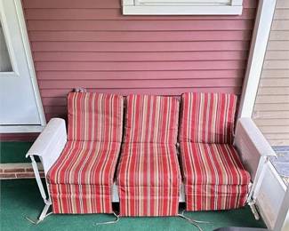 Lot 273   0 Bid(s)
Vintage White Aluminum Porch Glider with Cushions