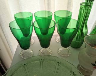 Vintage Anchor Hocking Burple green iced tea glasses