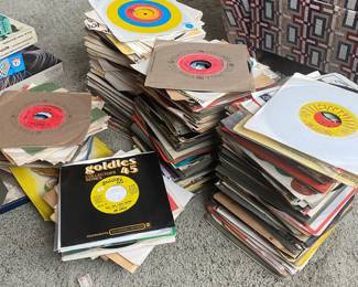 45s too! Many are promo copies for radio. A handful of picture sleeves. Genres include religious, country, early rock, pop, children’s 