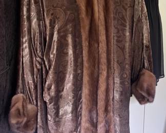 GORGEOUS Silk Velvet Opera Coat Trimmed in Fur, Italian