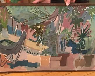 Garden Scene by Phyllis Seltzer, early work inspired by Algesa O'Sckey