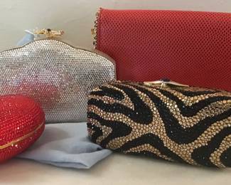 Small Collection of Judith Leiber Rhinestone encrusted and Lizard hide Clutch / Handbags 