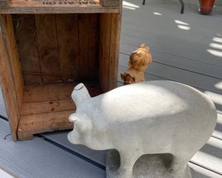 Concrete pig - vintage boxes
