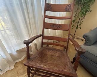 antique carved rocker, just needs new bottom 