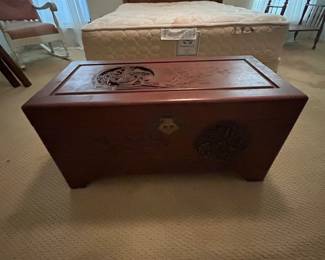 Carved cedar chest George Zee & Co