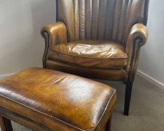 Leather chair and ottoman