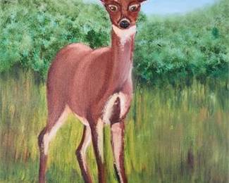 Lot 175   2 Bid(s)
Doe painting, oil