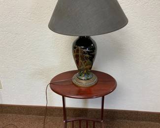 Asian Themed Lamp Wooden Magazine Table