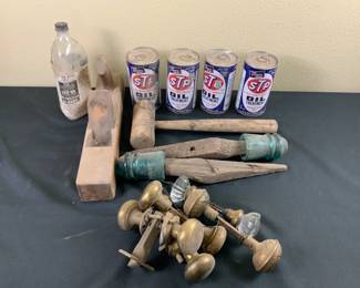 Vintage Items Including Doorhandles,Wood Plane, and more