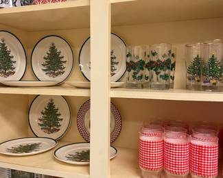 Christmas china & glasses