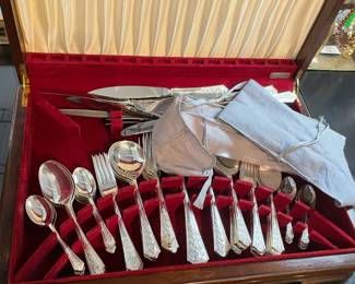 72 Piece Silver Plate Silverware by Newridge