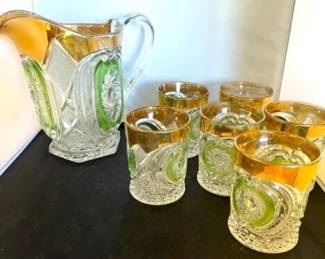 Stained Glass Tumbler Set and Pitcher