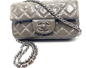Lot 025  
Chanel Patent Leather Mini Rectangular Flap Bag 2012 Season, Olive Green