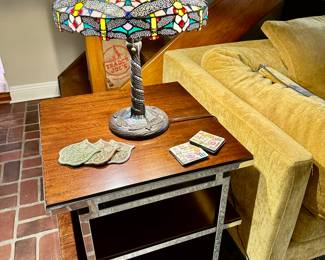 chrome base with wood top