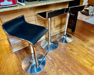selling as a set of three, chrome and black stools…Nuevo Alexander, adjustable height