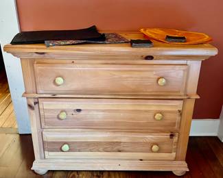 three drawer pine chest by Bassett
