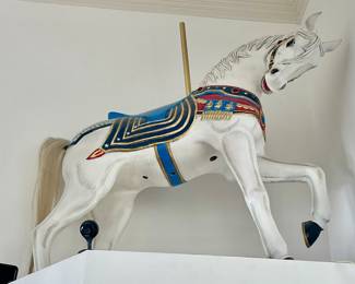 Vintage Carousel Horse 
has been professionally restored. Has its original brass poles that fit into stands. 
$3,400
