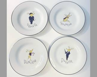 Detail pic, Pottery Barn Reindeer 9 piece set
1 Large Platter 11" x 17"
8 Dessert/Luncheon/Salad Plates 8.5"
$230  