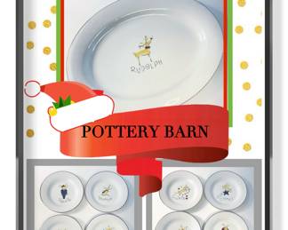 Pottery Barn Reindeer 9 piece set
1 Large Platter 11" x 17"
8 Dessert/Luncheon/Salad Plates 8.5"
$230  