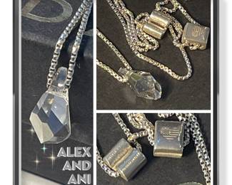 Alex And Ani Sterling Silver 925 Adjustable Slide Necklace Crystal Pendant
$28