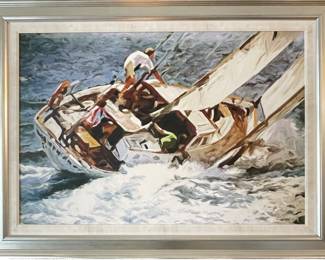 2). Original Acrylic Painting, custom frame
Artist: Stephen Sebastian 
Image 32" tall x 47.5"wide 
Overall 42.5"tall x 58"wide 
$6,800
Extension 2"