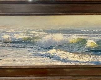 6). Original Acrylic Painting, custom frame
Artist: Stephen Sebastian 
Image 14"tall x 59"wide
Overall 21.5"tall x 66.5"wide 
$4,800
Extension 2"