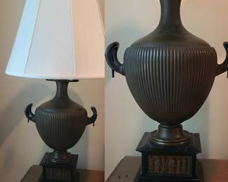 Pair of lamps made from Neoclassical Bronze Vases in Form of Greek Hydra Water Jars
