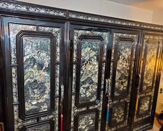 Beautiful Mother of Pearl Inlaid Asian Wardrobe