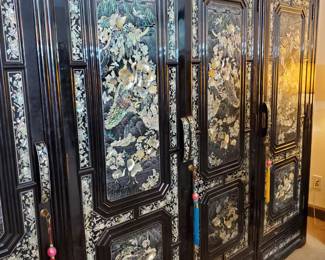 Beautiful Mother of Pearl Inlaid Asian Wardrobe