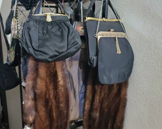 Vintage Mink Wrap and Purses
