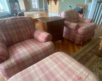 Clayton Marcus Pair of Chairs w/ Ottoman
