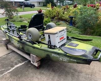 Available for purchase now: 2020 Hobie 12' Pro Angler with brand new 360 Drive. Very Good Condition. Includes: HumminBird HELIX 5 Chirp SI G2 imaging GPS Fish Finder, Hobie Plug in trax2-30 wheels, Hobie Fish Finder Install Kit w/RAM mounts, ENGLE 30qt cooler w/rod holders, Hobie Anchor Trolley Kit, and more!Have over $7,500 invested; priced at $4,800.