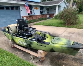 Available for purchase now: 2020 Hobie 12' Pro Angler Fishing Kayak with brand new 360 Drive. Very Good Condition. Includes: HumminBird HELIX 5 Chirp SI G2 imaging GPS Fish Finder, Hobie Plug in trax2-30 wheels, Hobie Fish Finder Install Kit w/RAM mounts, ENGLE 30qt cooler w/rod holders, Hobie Anchor Trolley Kit, and more! Have over $7,500 invested; priced at $4,800.