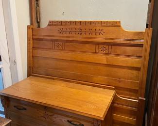 Full size headboard, footboard, side rails, and dresser