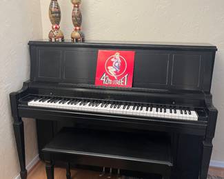 Black Everett Upright Piano w/Bench