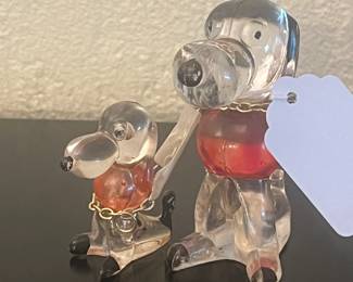 Pair Vintage Lucite Dogs