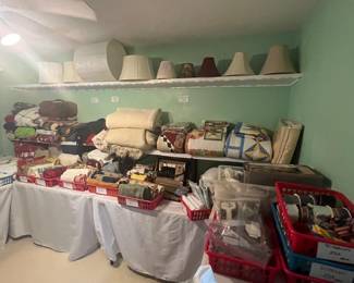 Linens, lampshades, sewing and crafting supplies