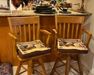 Pair of swivel bar stools